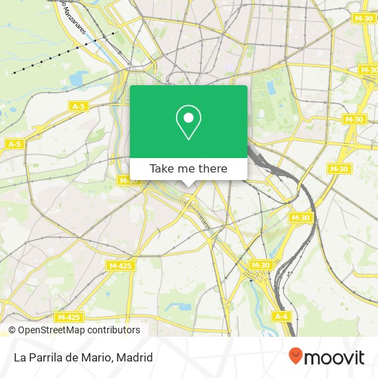 mapa La Parrila de Mario, Calle de Arganda, 33 28005 Acacias Madrid