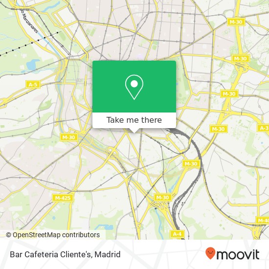 mapa Bar Cafeteria Cliente's, Calle de la Batalla del Salado, 30 28045 Delicias Madrid
