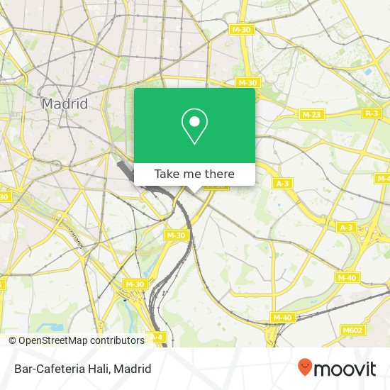 mapa Bar-Cafeteria Hali, Avenida de la Ciudad de Barcelona, 95 28007 Adelfas Madrid