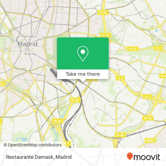 mapa Restaurante Damask, Avenida de la Ciudad de Barcelona, 93 28007 Adelfas Madrid