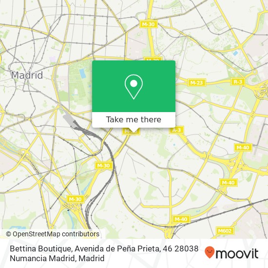 mapa Bettina Boutique, Avenida de Peña Prieta, 46 28038 Numancia Madrid