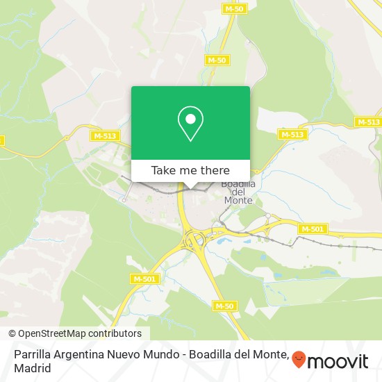 mapa Parrilla Argentina Nuevo Mundo - Boadilla del Monte, Avenida Nuevo Mundo, 7 28660 Boadilla del Monte