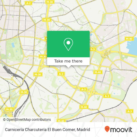 mapa Carnicería Charcutería El Buen Comer, 28030 Vinateros Madrid