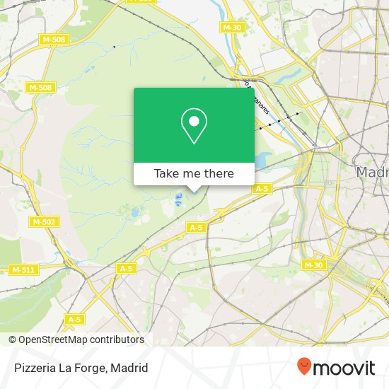 mapa Pizzeria La Forge, 28011 Casa de Campo Madrid