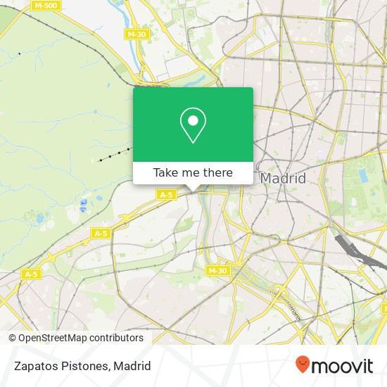 mapa Zapatos Pistones, Paseo de Extremadura, 3 28011 Puerta del Ángel Madrid