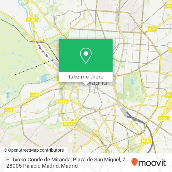 mapa El Txoko Conde de Miranda, Plaza de San Miguel, 7 28005 Palacio Madrid