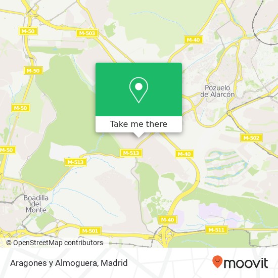 mapa Aragones y Almoguera, Calle Saliente, 2 28223 Monte Alina Pozuelo de Alarcón