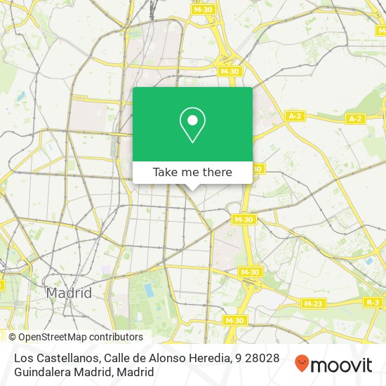 mapa Los Castellanos, Calle de Alonso Heredia, 9 28028 Guindalera Madrid