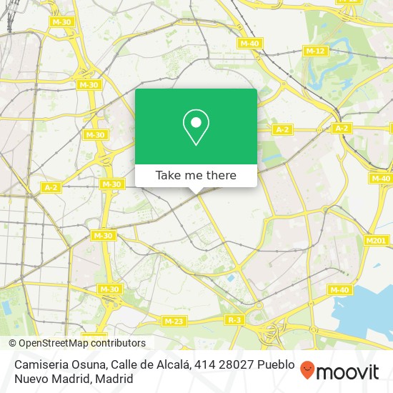 mapa Camiseria Osuna, Calle de Alcalá, 414 28027 Pueblo Nuevo Madrid