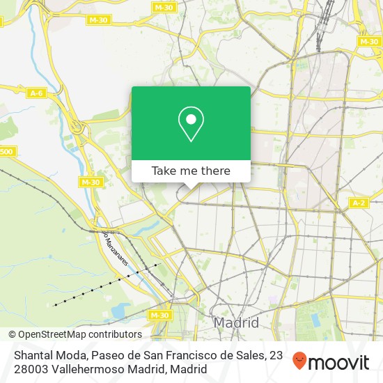 mapa Shantal Moda, Paseo de San Francisco de Sales, 23 28003 Vallehermoso Madrid