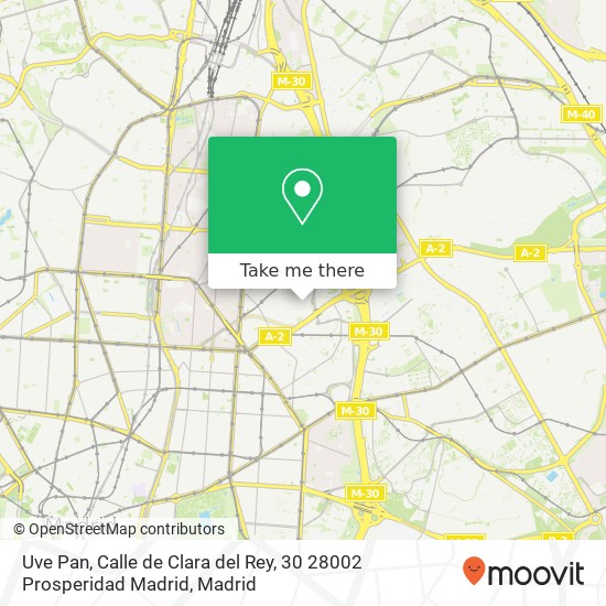 mapa Uve Pan, Calle de Clara del Rey, 30 28002 Prosperidad Madrid