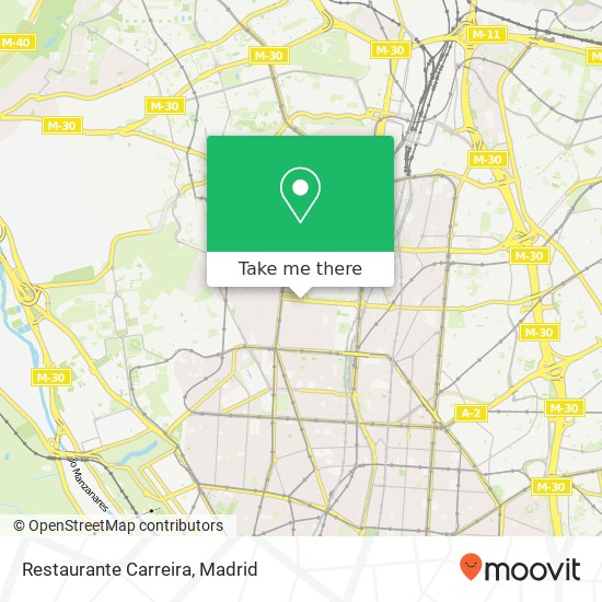 mapa Restaurante Carreira, Calle de Ávila, 22 28020 Cuatro Caminos Madrid