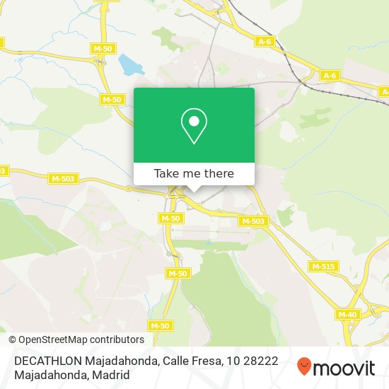 mapa DECATHLON Majadahonda, Calle Fresa, 10 28222 Majadahonda