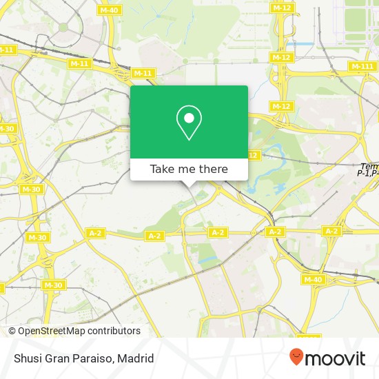 mapa Shusi Gran Paraiso, Avenida de Machupichu, 16 28043 Piovera Madrid