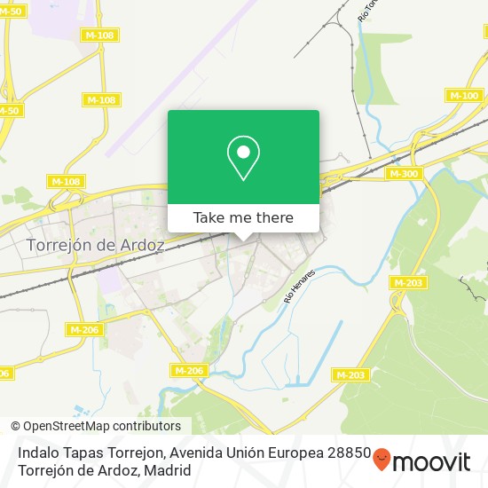 Indalo Tapas Torrejon, Avenida Unión Europea 28850 Torrejón de Ardoz map