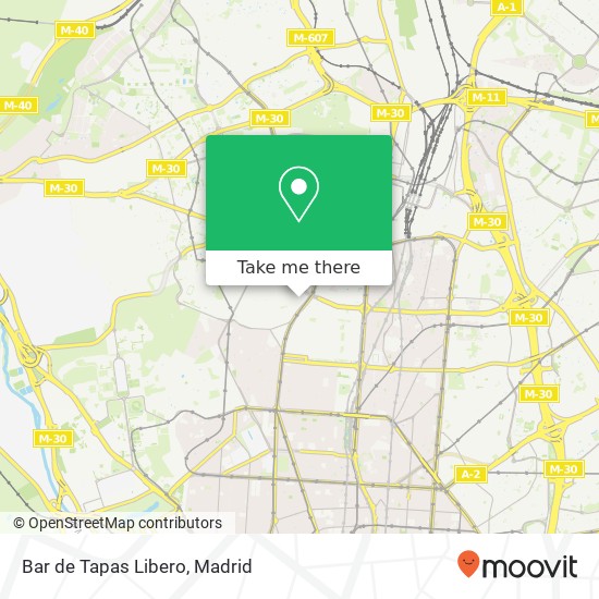 mapa Bar de Tapas Libero, Calle de los Algodonales, 9 28039 Berruguete Madrid