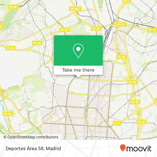 mapa Deportes Área 58, Calle de la Infanta Mercedes, 58 28020 Madrid
