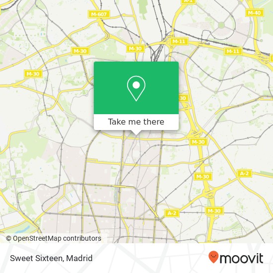 mapa Sweet Sixteen, Calle del Padre Damián, 29 28036 Nueva España Madrid