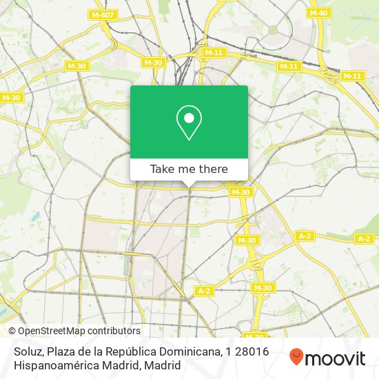 Soluz, Plaza de la República Dominicana, 1 28016 Hispanoamérica Madrid map