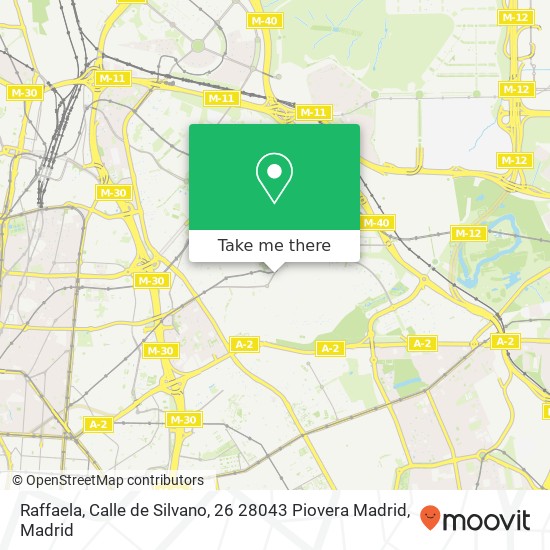 mapa Raffaela, Calle de Silvano, 26 28043 Piovera Madrid