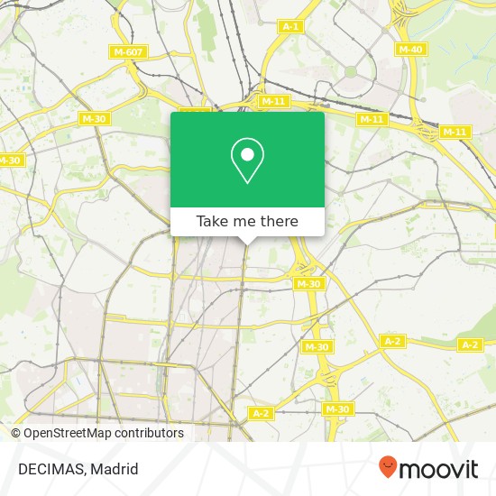 DECIMAS, Avenida de Pío XII 28016 Madrid map