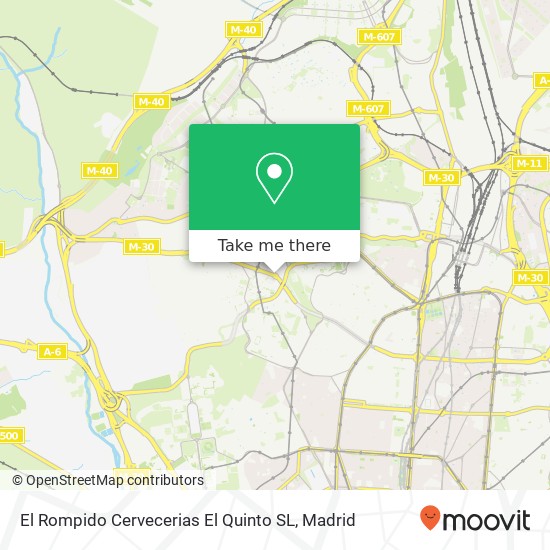 mapa El Rompido Cervecerias El Quinto SL, Glorieta del Valle de Arce 28039 Peña Grande Madrid