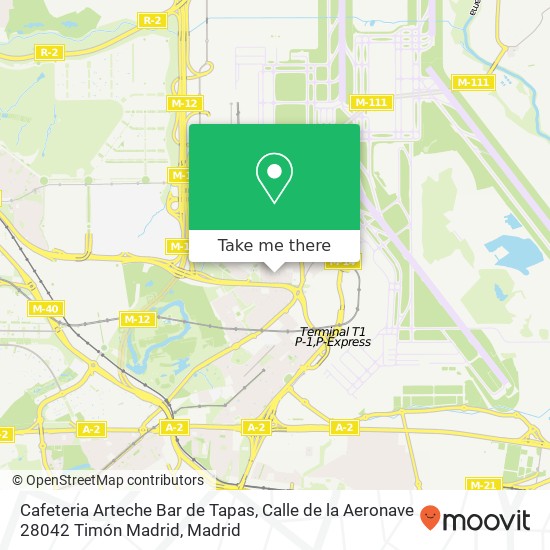 Cafeteria Arteche Bar de Tapas, Calle de la Aeronave 28042 Timón Madrid map