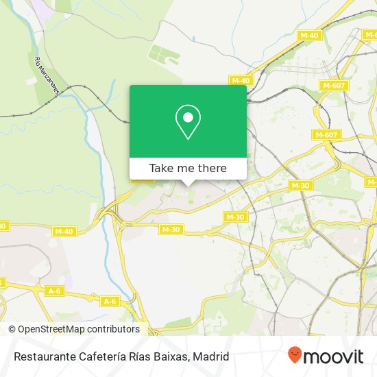 mapa Restaurante Cafetería Rías Baixas, Calle Leopoldo Alas Clarín, 43 28035 Peña Grande Madrid