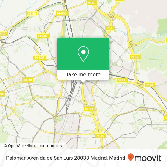 mapa Palomar, Avenida de San Luis 28033 Madrid