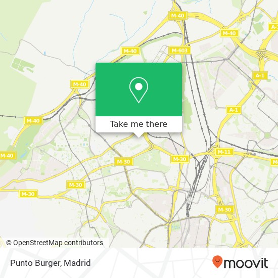 mapa Punto Burger, Calle de Alfredo Marqueríe, 17 28034 La Paz Madrid