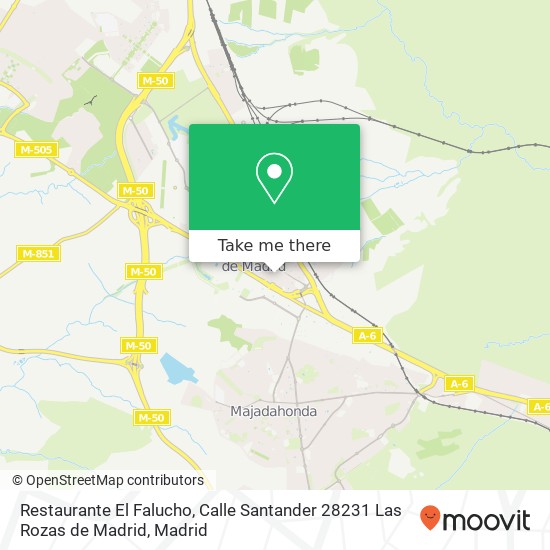 mapa Restaurante El Falucho, Calle Santander 28231 Las Rozas de Madrid