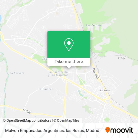 mapa Malvon Empanadas Argentinas. las Rozas