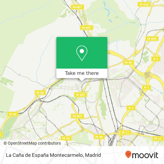 mapa La Caña de España Montecarmelo, Avenida Monasterio de El Escorial 28049 El Goloso Madrid