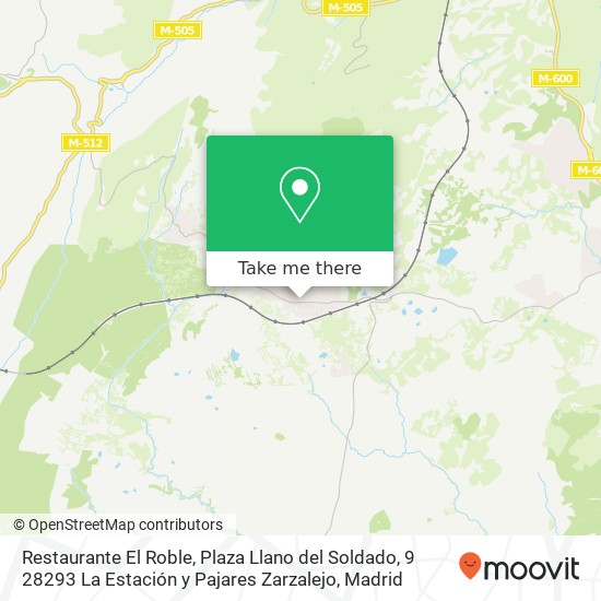 mapa Restaurante El Roble, Plaza Llano del Soldado, 9 28293 La Estación y Pajares Zarzalejo