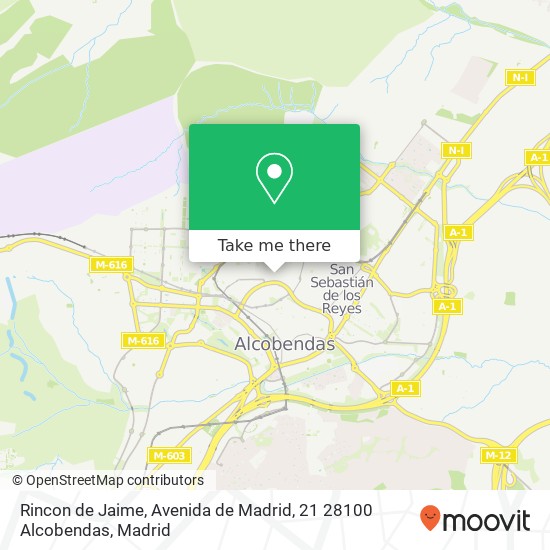 mapa Rincon de Jaime, Avenida de Madrid, 21 28100 Alcobendas