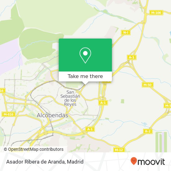 mapa Asador Ribera de Aranda, Avenida Somosierra, 12 28703 San Sebastián de los Reyes