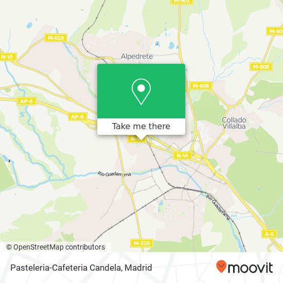 mapa Pasteleria-Cafeteria Candela, Avenida Reina Victoria, 26 28430 Negrales-Los Llanos Alpedrete