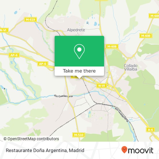 mapa Restaurante Doña Argentina, Calle Santa Emilia, 4 28430 Negrales-Los Llanos Alpedrete