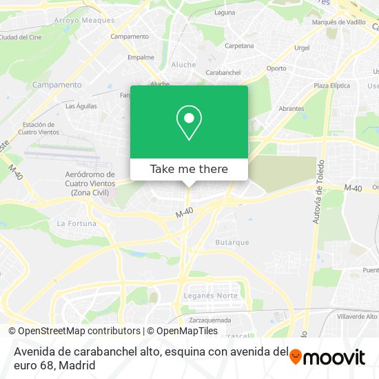 mapa Avenida de carabanchel alto, esquina con avenida del euro 68