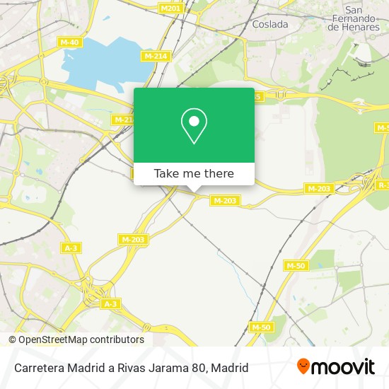 mapa Carretera Madrid a Rivas Jarama 80