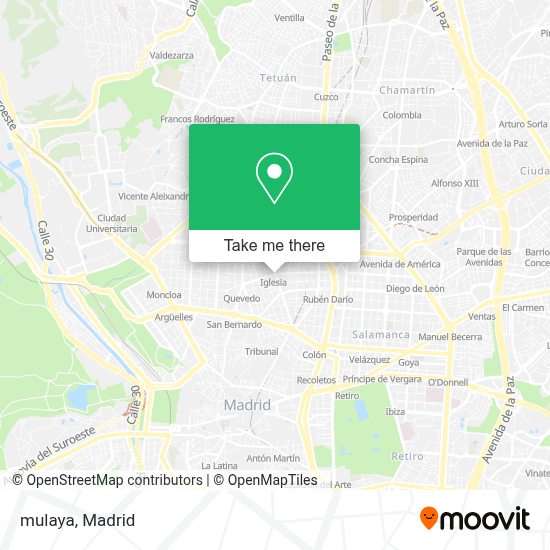 How to get to mulaya in Madrid by Metro, Bus or Train?