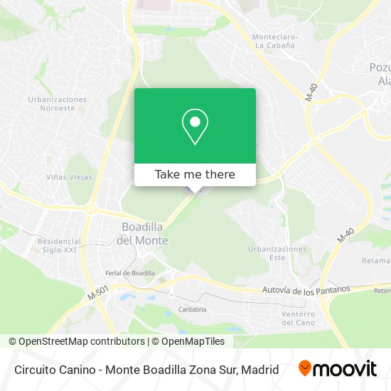 mapa Circuito Canino - Monte Boadilla Zona Sur