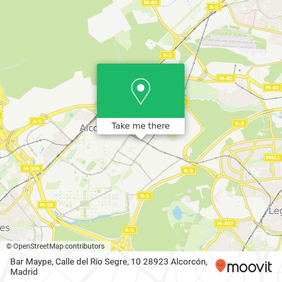 mapa Bar Maype, Calle del Río Segre, 10 28923 Alcorcón