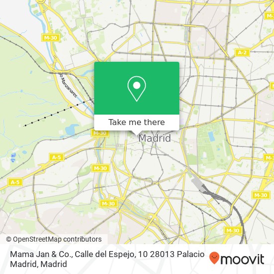 mapa Mama Jan & Co., Calle del Espejo, 10 28013 Palacio Madrid
