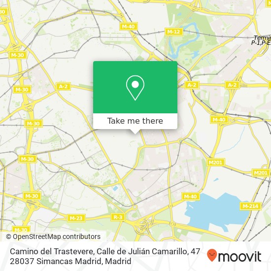 mapa Camino del Trastevere, Calle de Julián Camarillo, 47 28037 Simancas Madrid