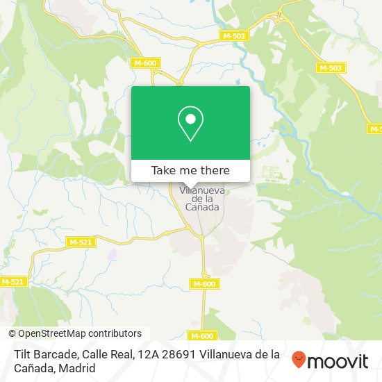 mapa Tilt Barcade, Calle Real, 12A 28691 Villanueva de la Cañada