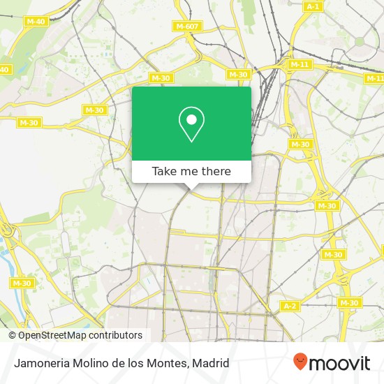 mapa Jamoneria Molino de los Montes, Calle de Sor Ángela de la Cruz, 30 28020 Castillejos Madrid