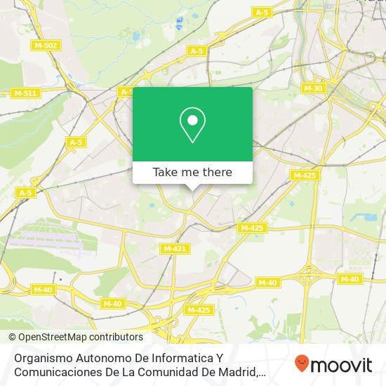 Organismo Autonomo De Informatica Y Comunicaciones De La Comunidad De Madrid map