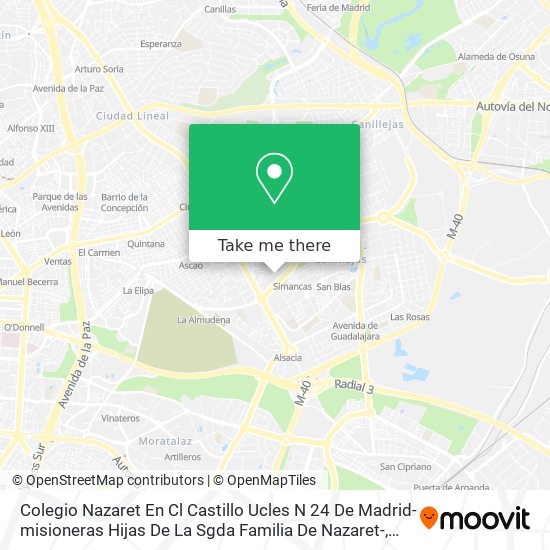 mapa Colegio Nazaret En Cl Castillo Ucles N 24 De Madrid-misioneras Hijas De La Sgda Familia De Nazaret-
