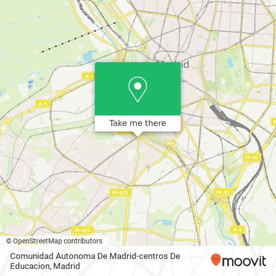 Comunidad Autonoma De Madrid-centros De Educacion map